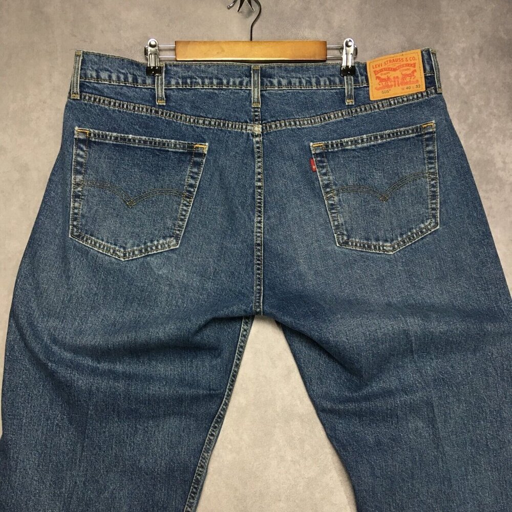 Levis Mens 505 Regular Fit‎ Blue Jeans size 40x32 Stretch Denim Pants Zipper Fly